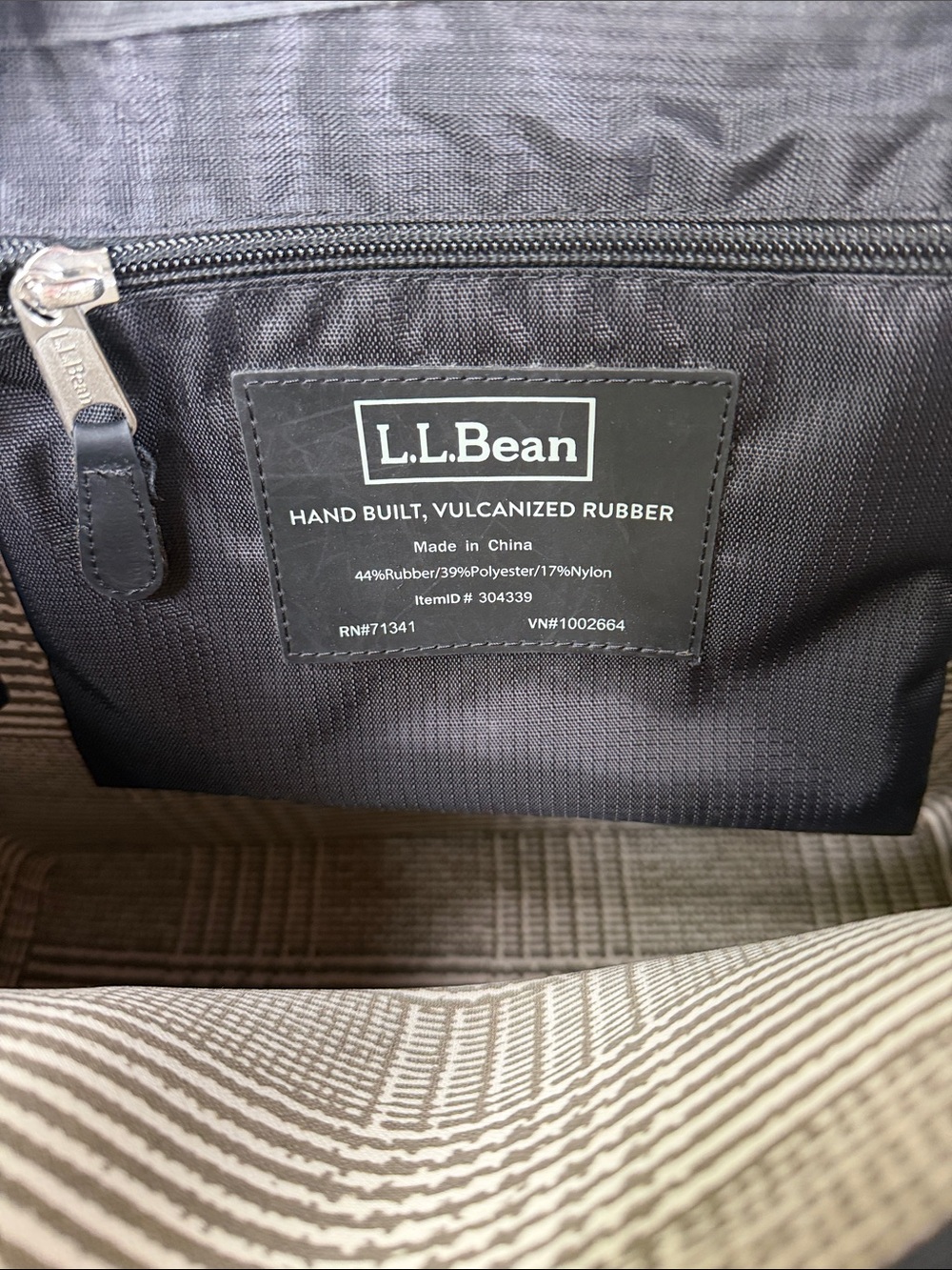 L.L. Bean Vulcanized Rubber Red and Black Plaid Tote - Picture 4 of 5